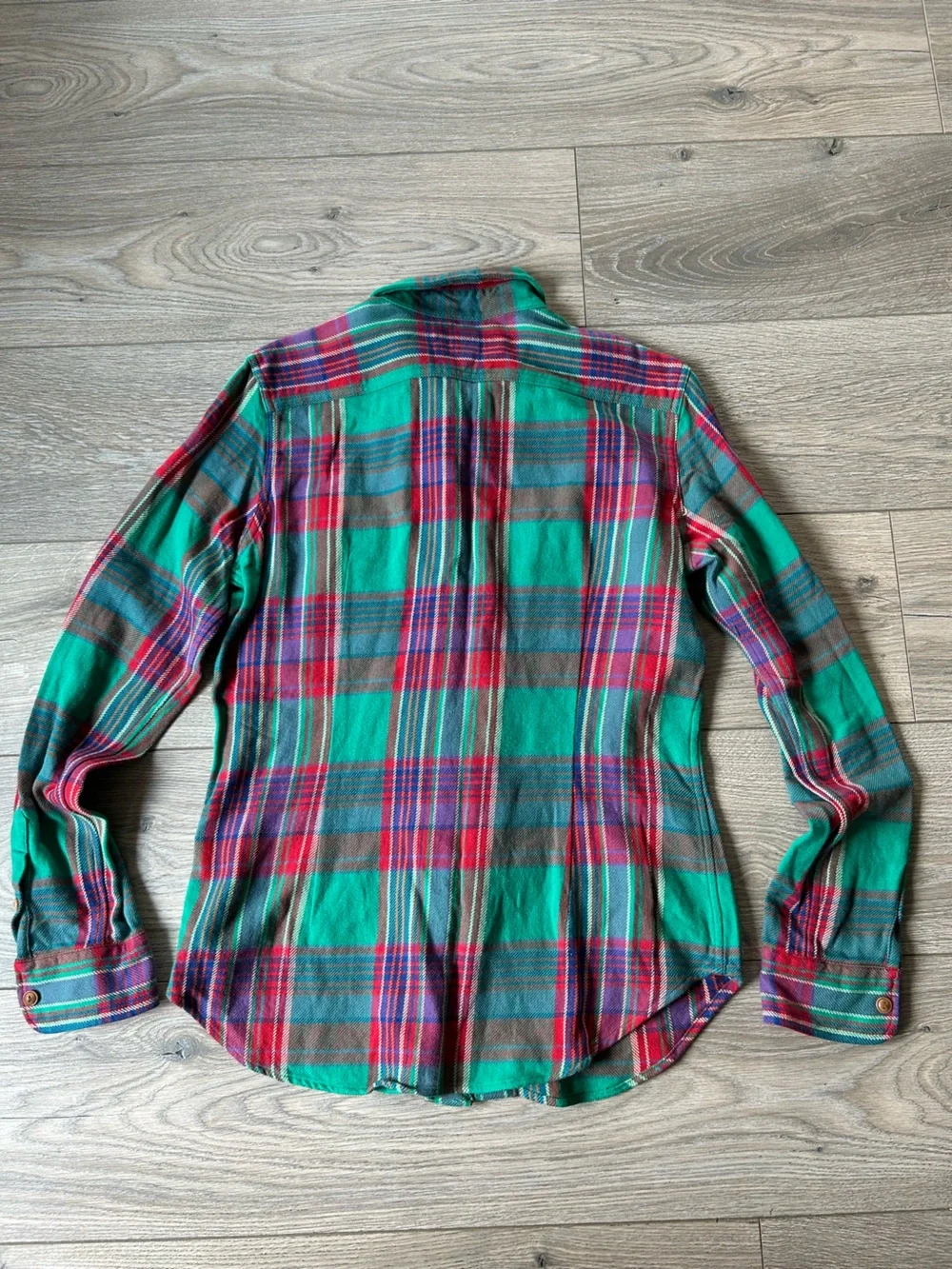 Ralph Lauren Green Plaid Flannel Button-Down Shirt Size 12